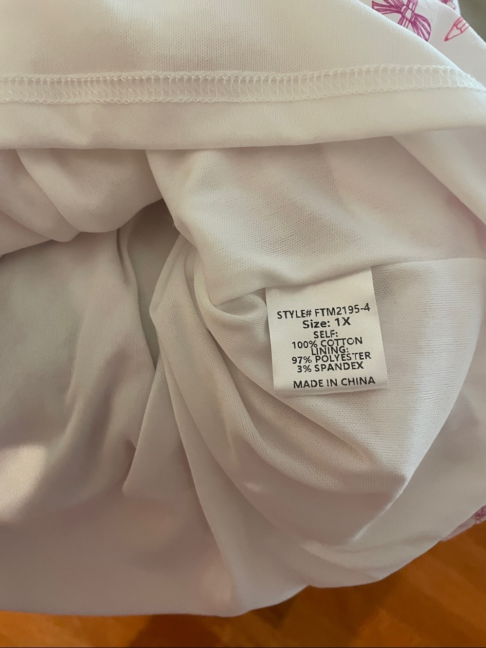 Women's White and Pink Tiered Cotton Dress -Teacher Dress - Picture 5 of 6